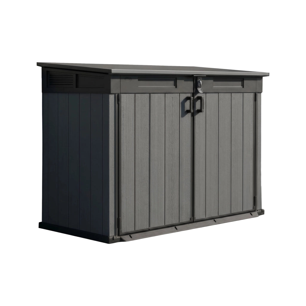 Cortina Mega - Mobili Da Giardino 190,5x132,5x109,3 cm 2 Ante Per Deposito Attrezzi Finitura Effetto Legno Evotech+ In Resina Grigio