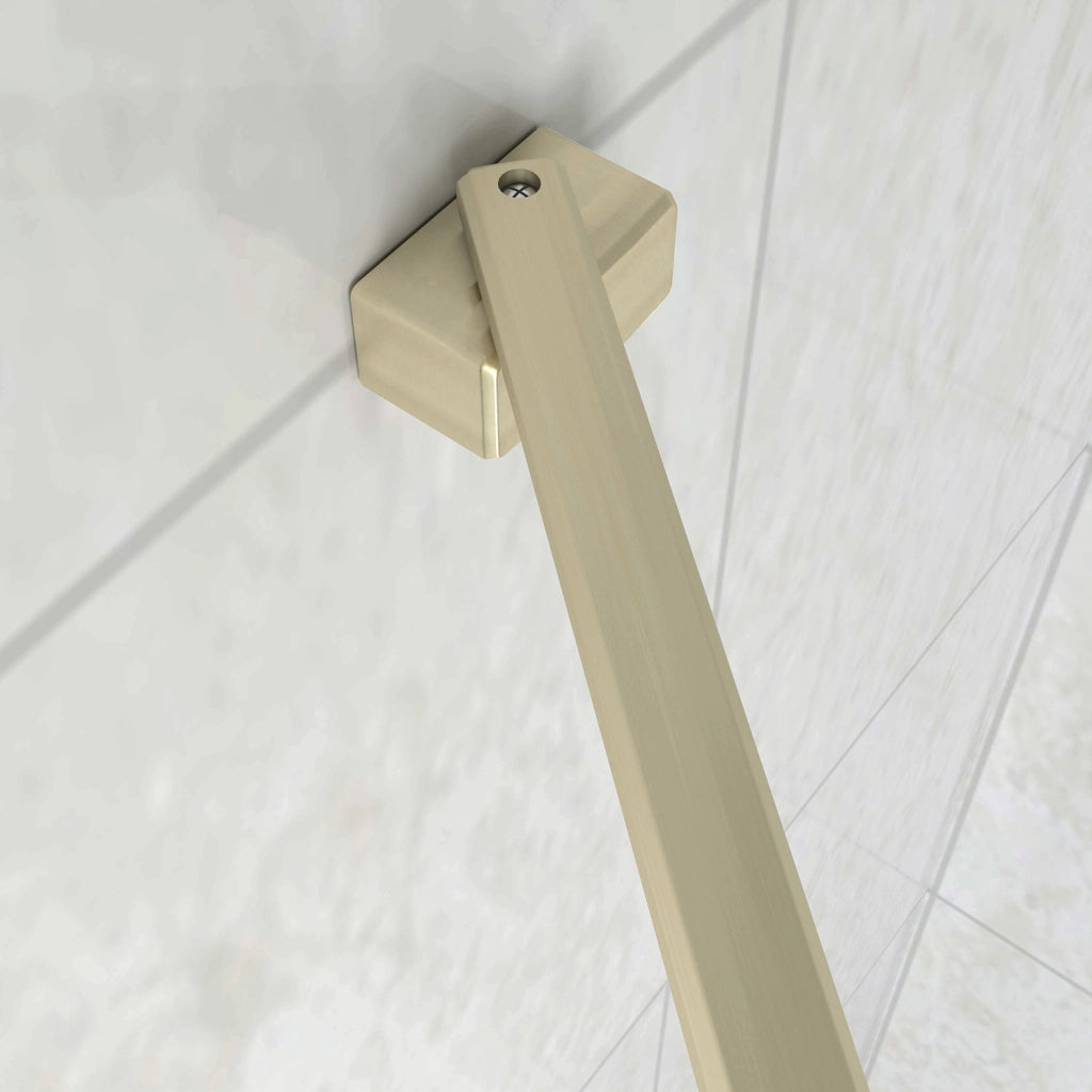 Box Doccia Walk In 70x200 cm Parete Fissa Vetro 8 mm Trasparente Anticalcare Oro Spazzolato Barra Stabilizzatrice 45 cm Snodabile