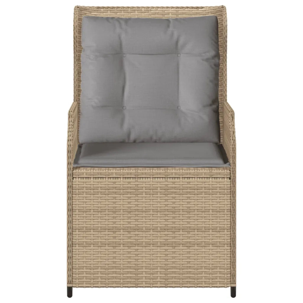 Sedie Reclinabili da Giardino 2pz con Cuscini Beige Polyrattan 368994