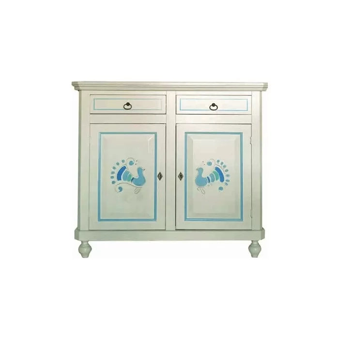 Madia credenza 2 porte in legno shabby chic bianco consumato 112x49x98 - Mobili 2G