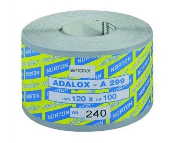 Symantec A299 Carta Abrasiva Autolubrificante Ossido di Alluminio Stearato Supporto Carta al Lattice Legante Resina Doppio Strato Larghezza 115 mm Lunghezza 100 mt Grammatura 240-400 gr-m² colore Nero