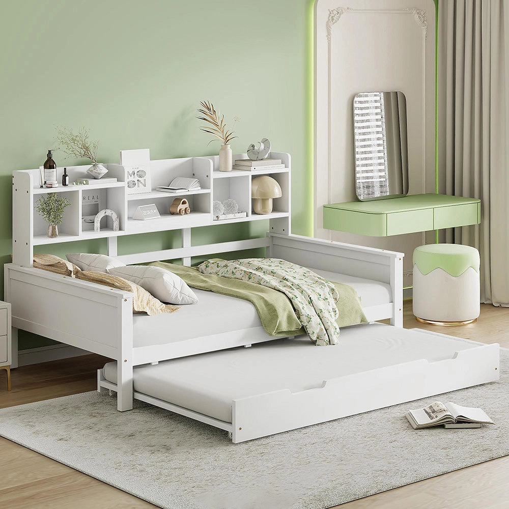Divano letto massello 90x200cm - Xylo - bianco, estensibile, multifunzione