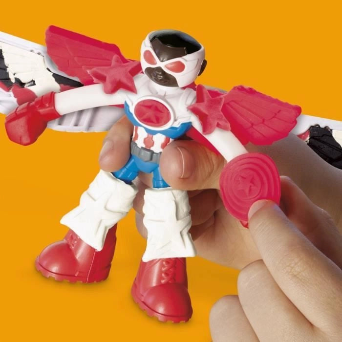 Play-Doh Captain America, set Sharp Motorcycle con personaggio flessibile, 3 accessori e pasta da modellare, dai 4 anni, Marvel