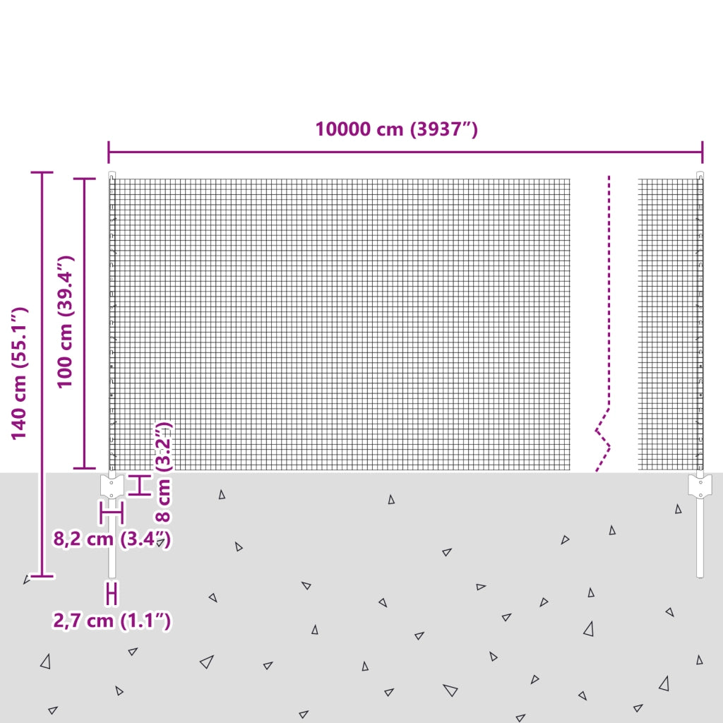 Recinzione in Rete Saldato con 44 U Post Verde 1x100 m Acciaio