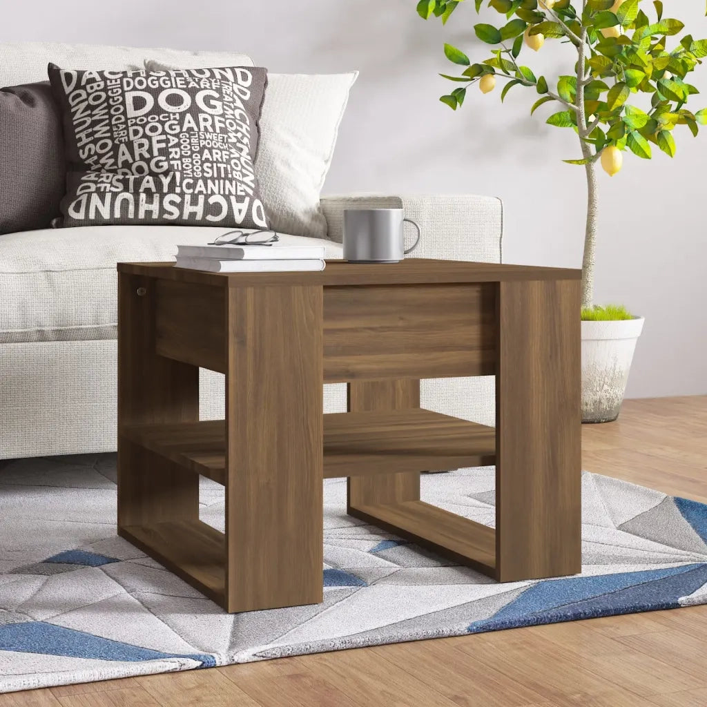 Tavolino Salotto Rovere Marrone 55,5x55x45 cm Legno Multistrato 816933