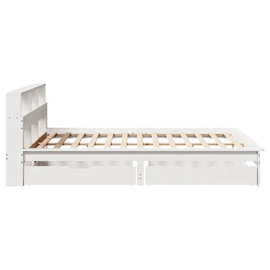 Letto Libreria senza Materasso Bianco 140x190 cm Legno di Pino