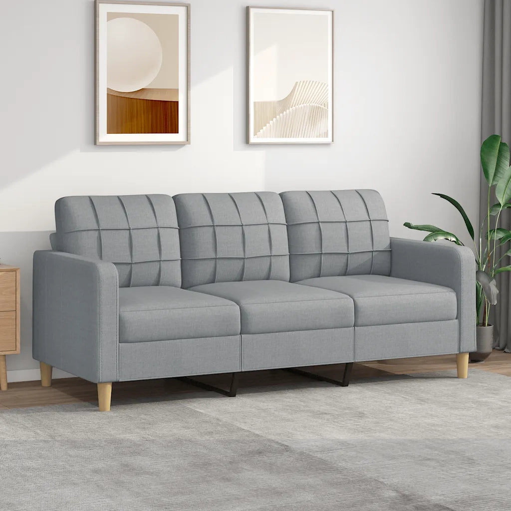Divano | Divano da soggiorno | Sofa a 3 Posti Grigio Chiaro 180 cm in Tessuto