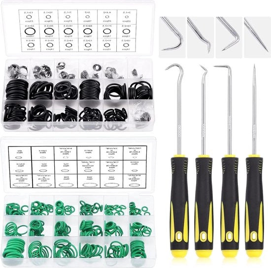Assortimento universale di anelli O - 553 pezzi - con gomma NBR nitrile verde per la lavastoviglie - per la riparazione di auto, gru e sanitari