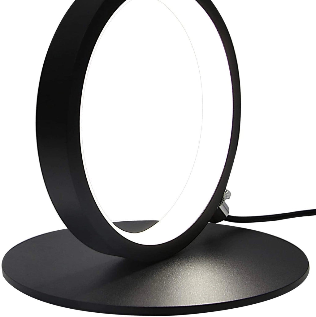 ZMH Lampada da tavolo LED nera anello scrivania comodino per camera letto