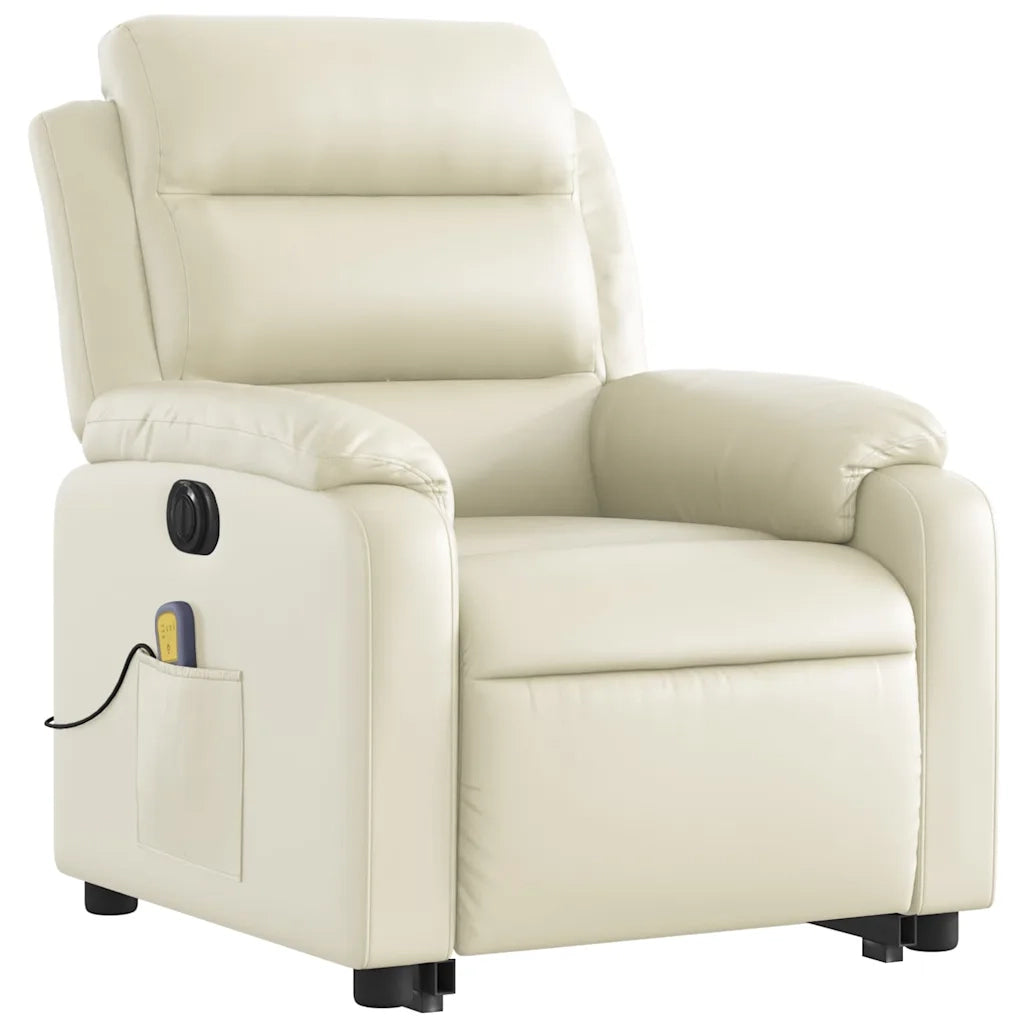 Poltrona Alzapersona Elettrica Reclinabile Crema in Similpelle 3205064