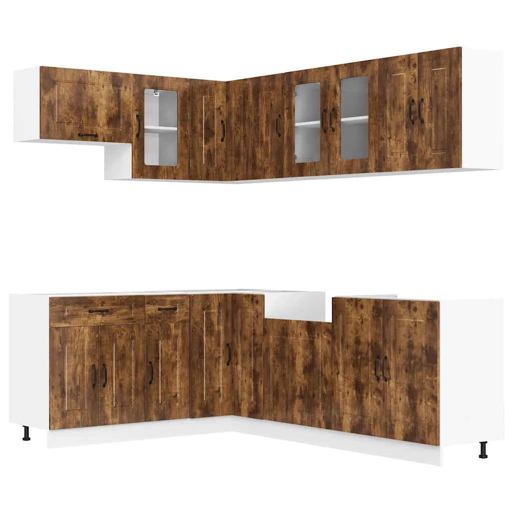 Set Mobili da Cucina 11 pz Kalmar Rovere Fumo Legno Multistrato