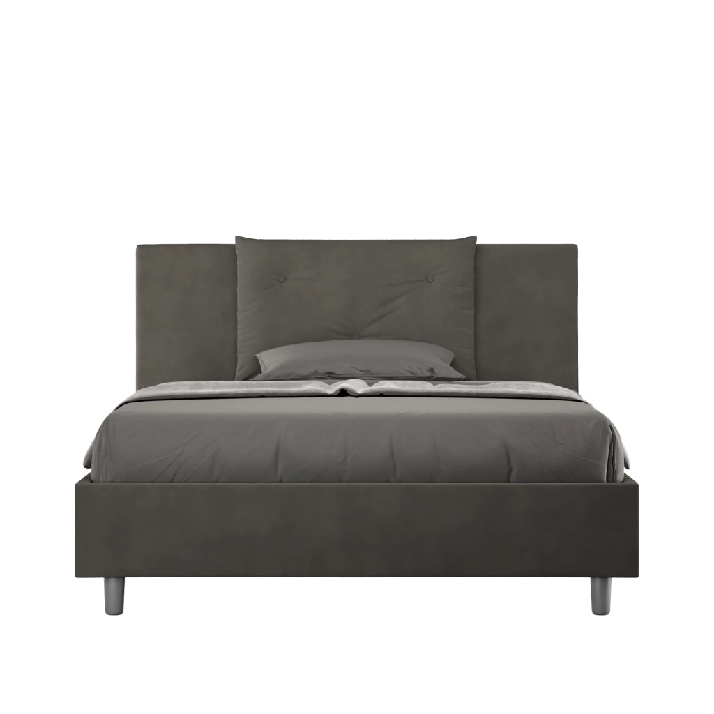 BS COM Letto una piazza e mezza contenitore imbottito 130x200 microfibra grigio