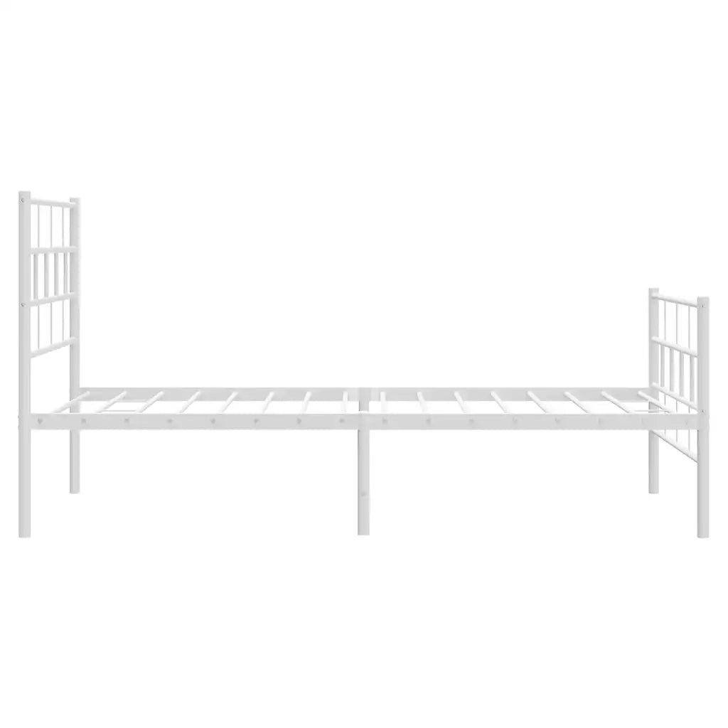 Giroletto con Testiera e Pediera Metallo Bianco 100x200 cm