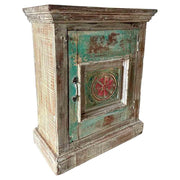 Comodino in legno blu artigianale, 53x27x69 cm