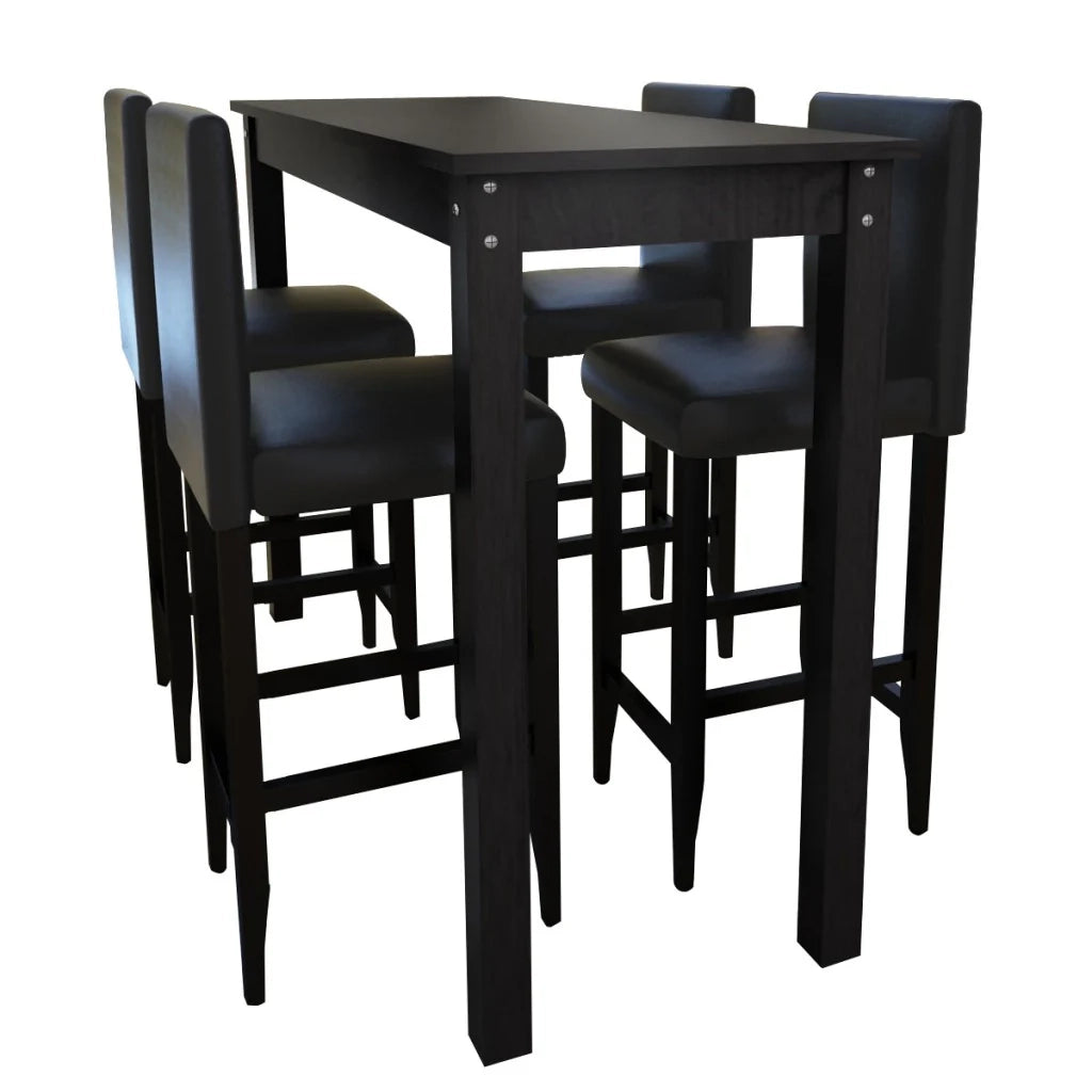 Set di 4 sgabelli da bar con tavolo alto nero 1202004