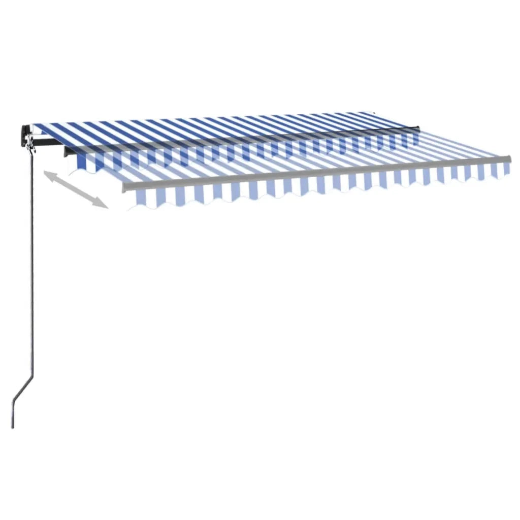 Tenda Automatica con Sensore Vento e LED 400x300 cm Blu Bianca 3069111