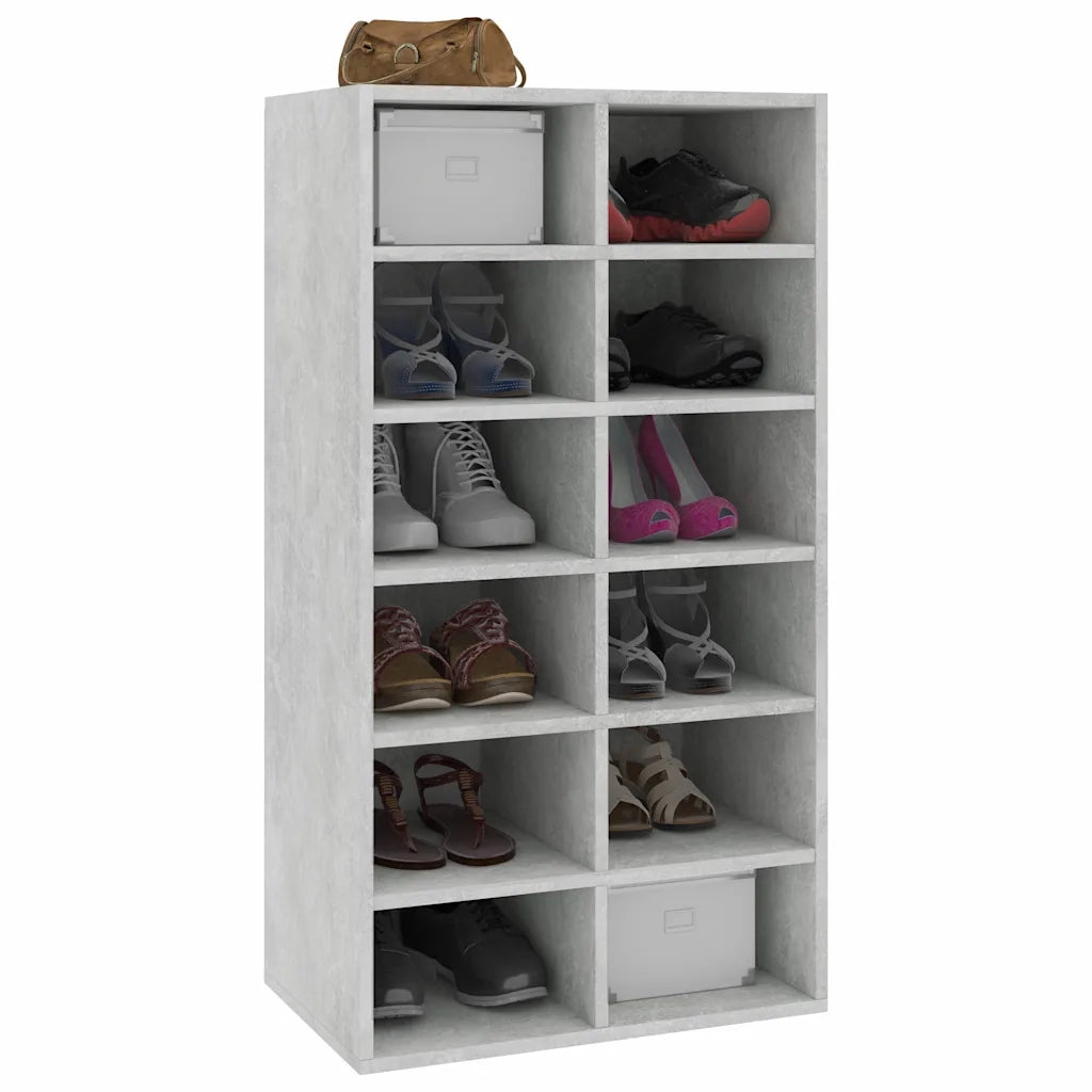 Scarpiera-Scaffale per scarpe Grigio Cemento 54x34x100,5 cm in Legno Multistrato