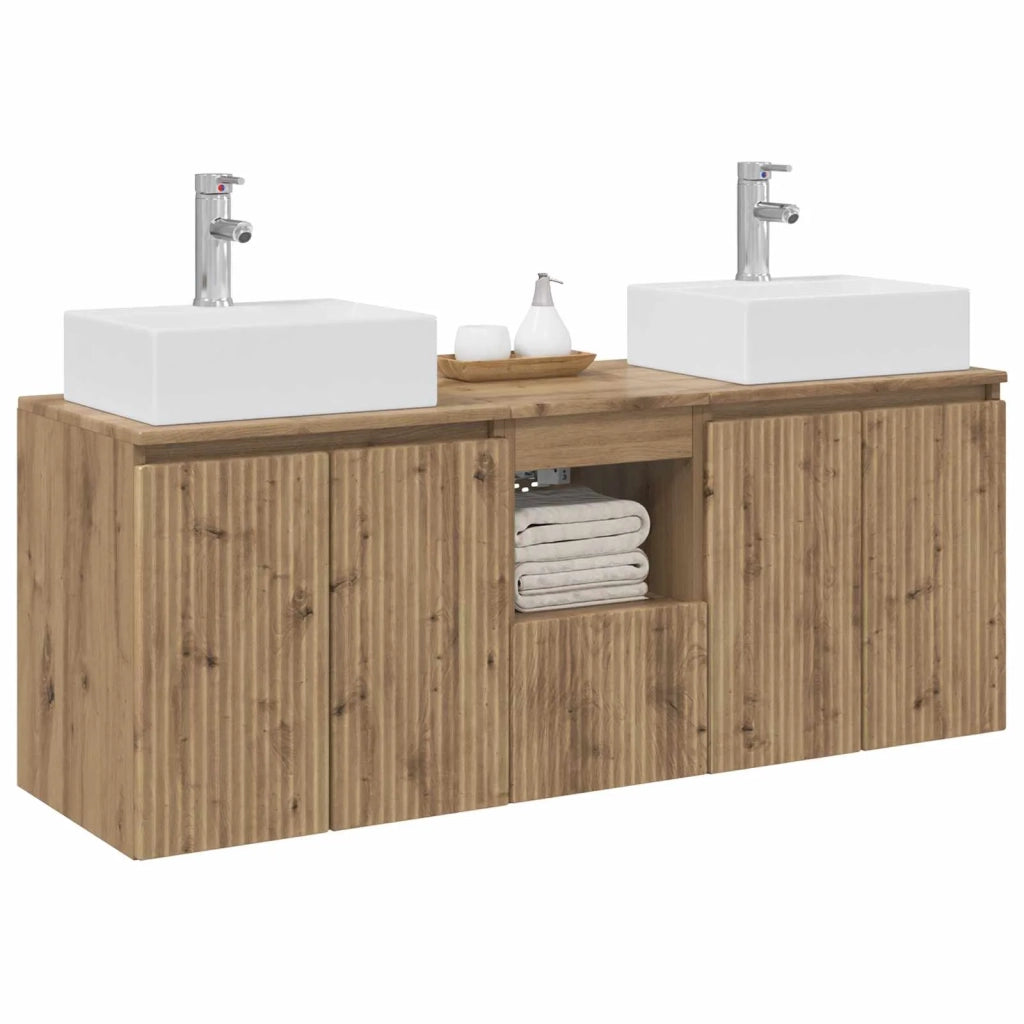 Set di Armadi da Bagno 3 pz Rovere Artigianale 3405656