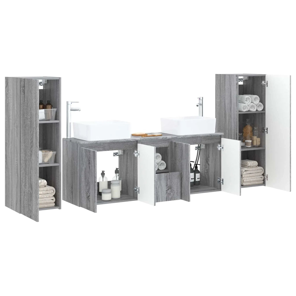 Set di mobili per il bagno 5 pz Sonoma grigio 3405999