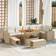 Set Divano da Giardino 9 pcs Beige e Crema polyrattan 3363966