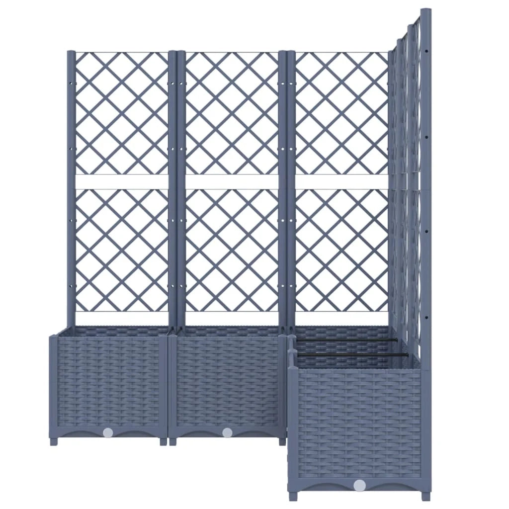 Fioriera rialzata per piante fiori patio giardino con traliccio 120 x 120 x 136 cm PP grigio 02_0038227