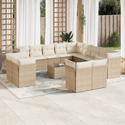 Set Divani da Giardino 14pz con Cuscini in Polyrattan Beige 3218558