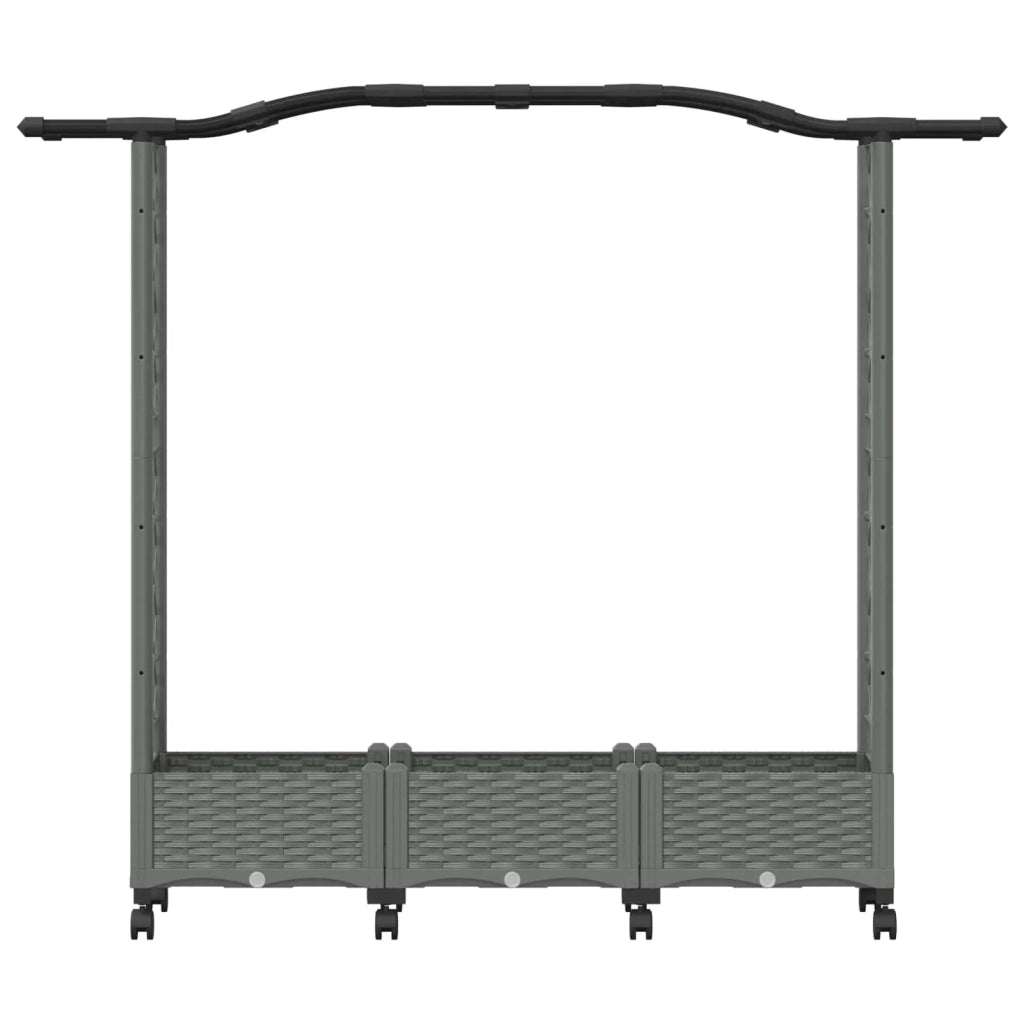 Letto Rialzato con Griglia e Tetto Grigio Chiaro PP 3423099