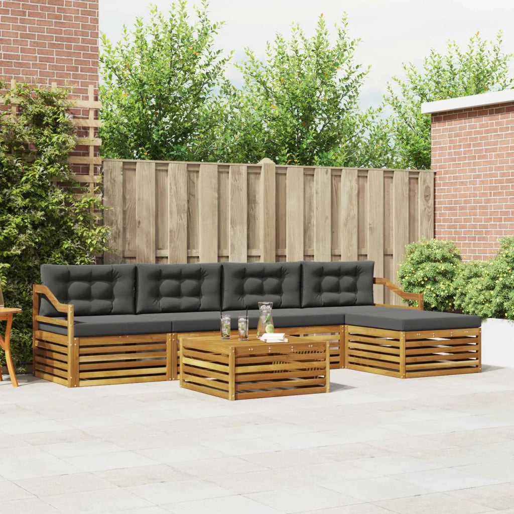 Set di divani da esterno con cuscino 6 pcs Naturale e Antracite