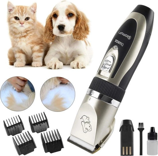 Rimuovitore di Pelliccia di Animali - Pelliccia di Animali - Tondeuse per Animali Senza Fili - Ricaricabile con Raschietto Ceramico e 4 Accessori