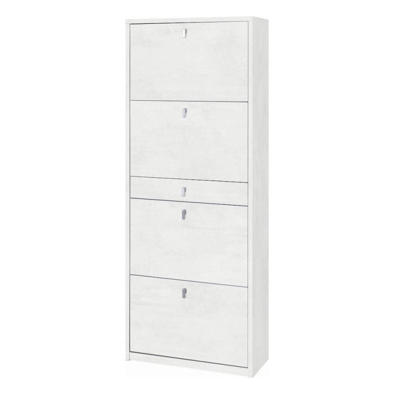 Scarpiera 4 Ante 1 Cassetto P29 Kit Ossido Bianco cm 63x29x164h - Sarmog