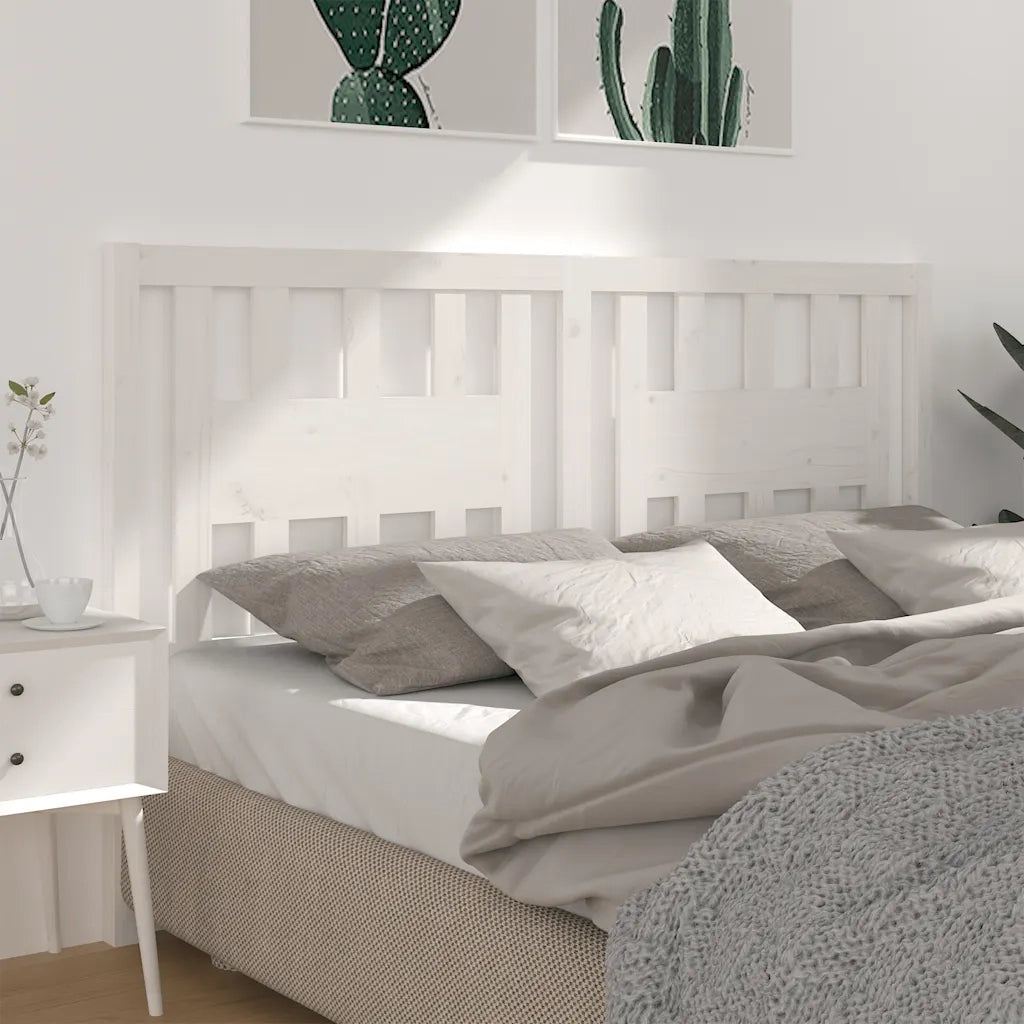 Testiera | Testata per Letto Bianca 146x4x100cm in Legno Massello di Pino