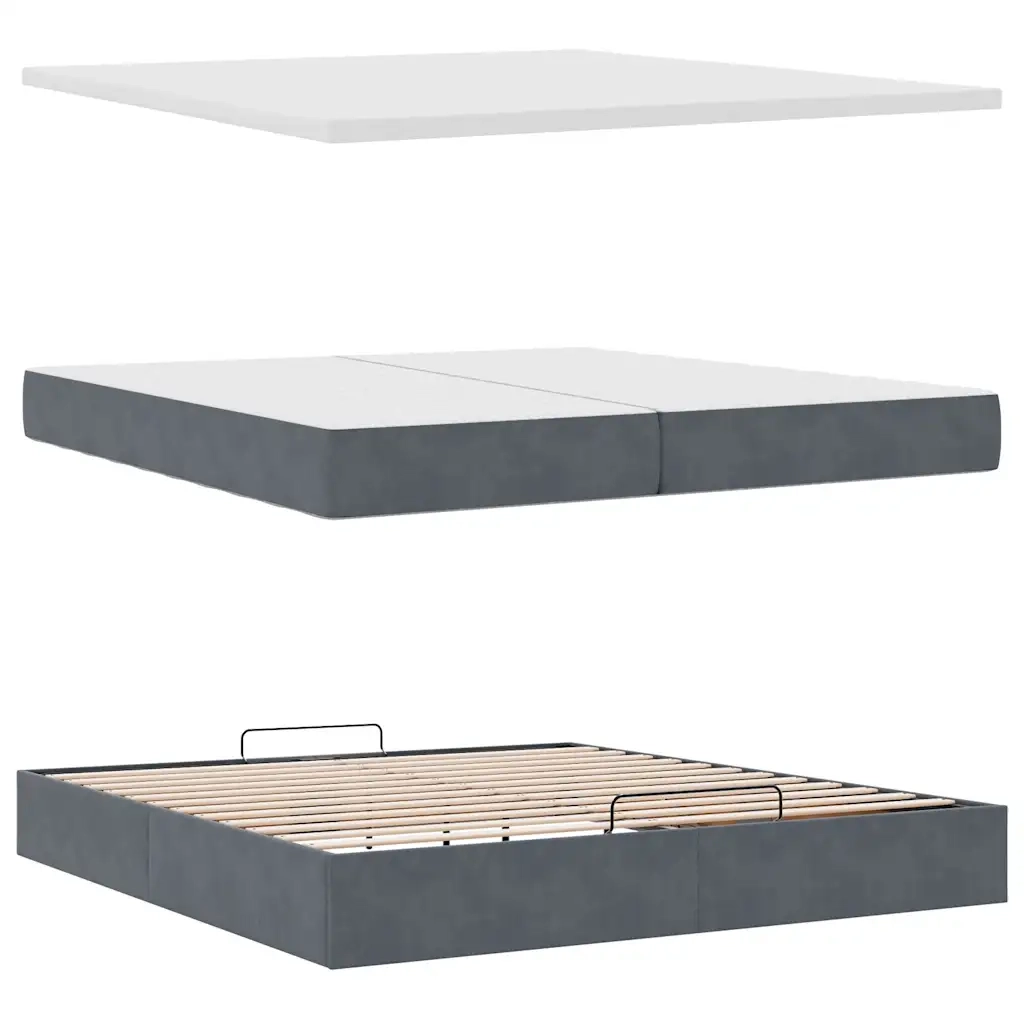 Struttura Letto Pouf con Materassi 200x200 cm Velluto 3311208