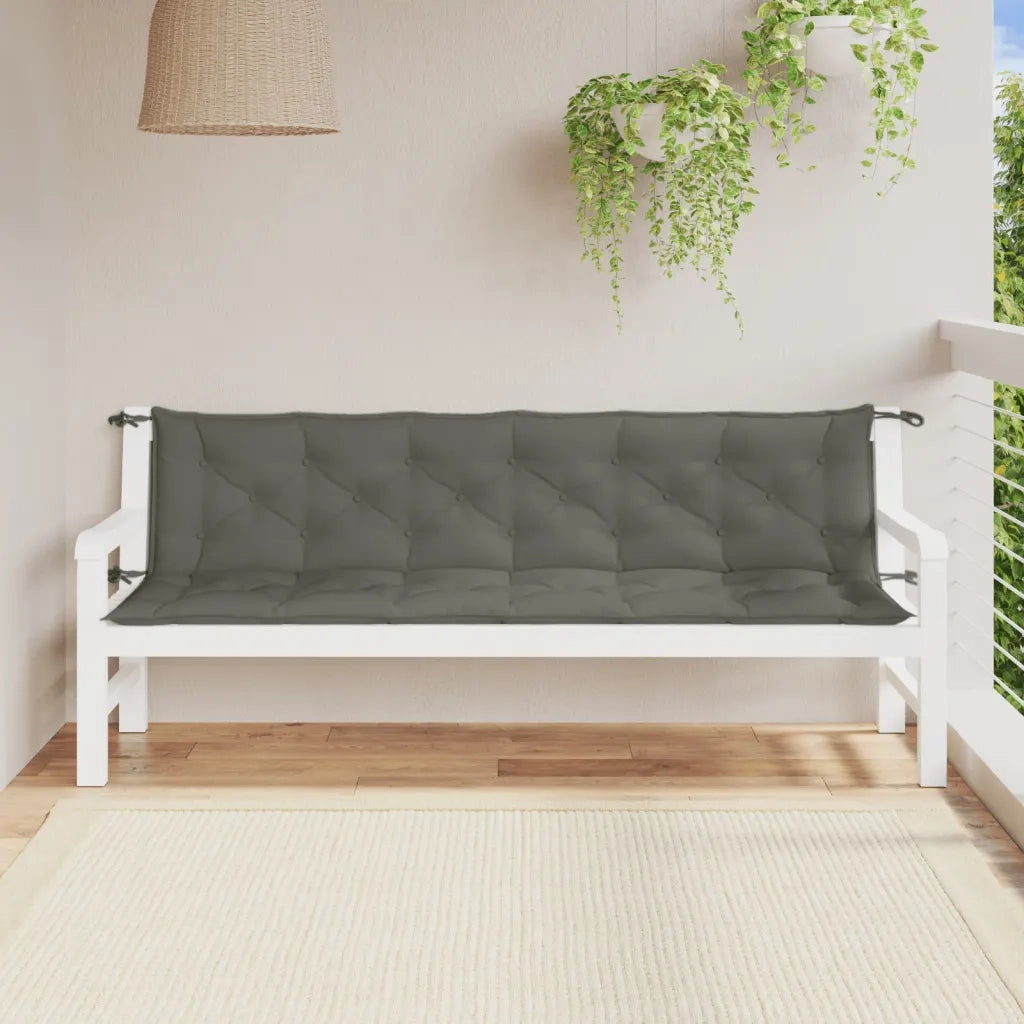 Cuscini Panca Giardino 2 pz-Set di 2 Cuscini per panchina da esterno Grigio Scuro M¨¦lange 200x50x7 cm