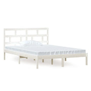 Letto matrimoniale | Letto per adulti | Giroletto Bianco in Legno Massello di Pino 140x200 cm
