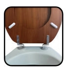 Sedile WC Universale in MDF Noce con Cerniere in Acciaio Inox e Distanza Fori Regolabile 125–170 mm