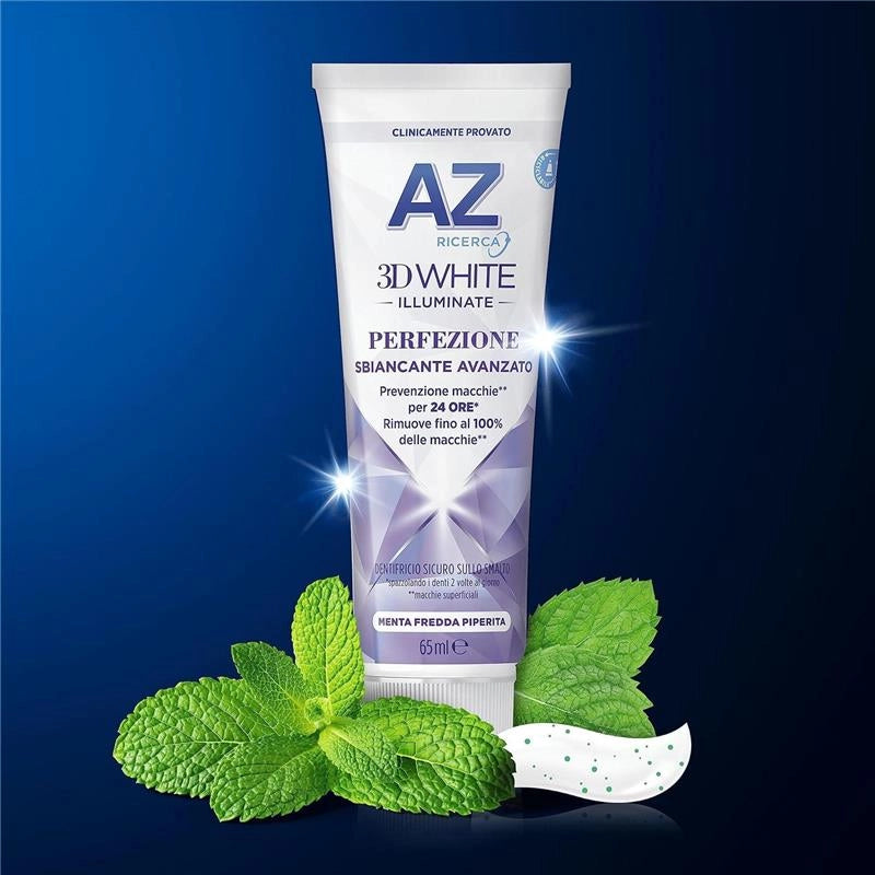 AZ RICERCA DENTIFRICIO 3D WHITE ILLUMINATE PERFEZIONE SBIANCANTE 50ML GUSTO MENTA FREDDA PIPERITA