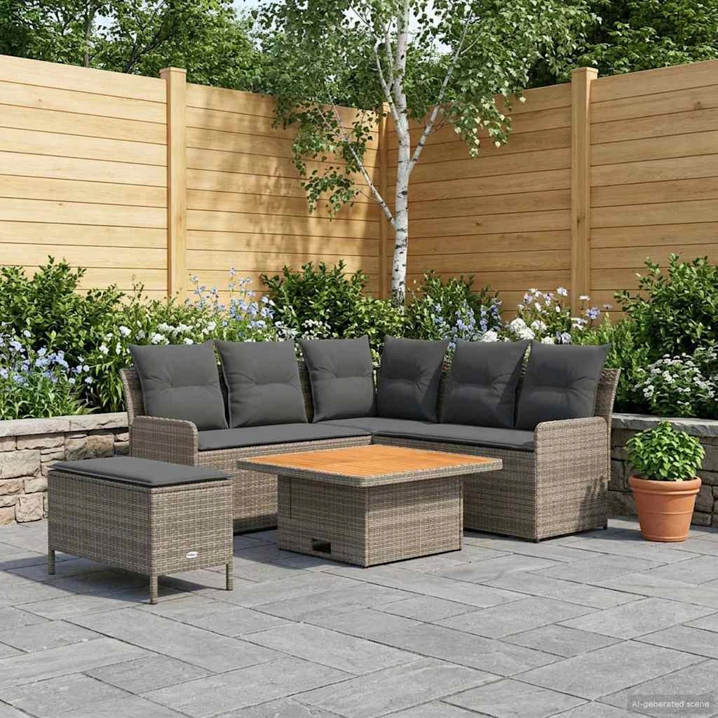 Set di Mobili 5 pz Grigio e Grigio Scuro Rattan in PE 3422204