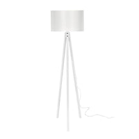 Lampada da terra Rodi  treppiede legno e paralume tessuto bianco