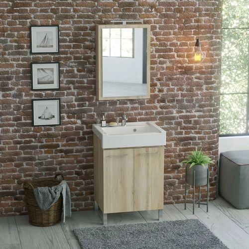 Mobile Lavatoio Con Lavabo In Ceramica 2 Ante Xilon - Olmo Montano - LxP 75x50 cm (2 anta)