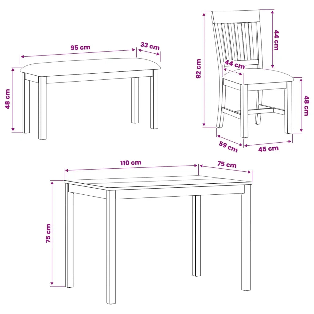 Set da pranzo 5 pz Nero Legno di Quercia Massello 3430280