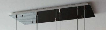 SOSPENSIONE CROMO 7 LUCI RETTANGOLARE VETRI PICCOLI RUBINO 1191CR-S7 RP-RU