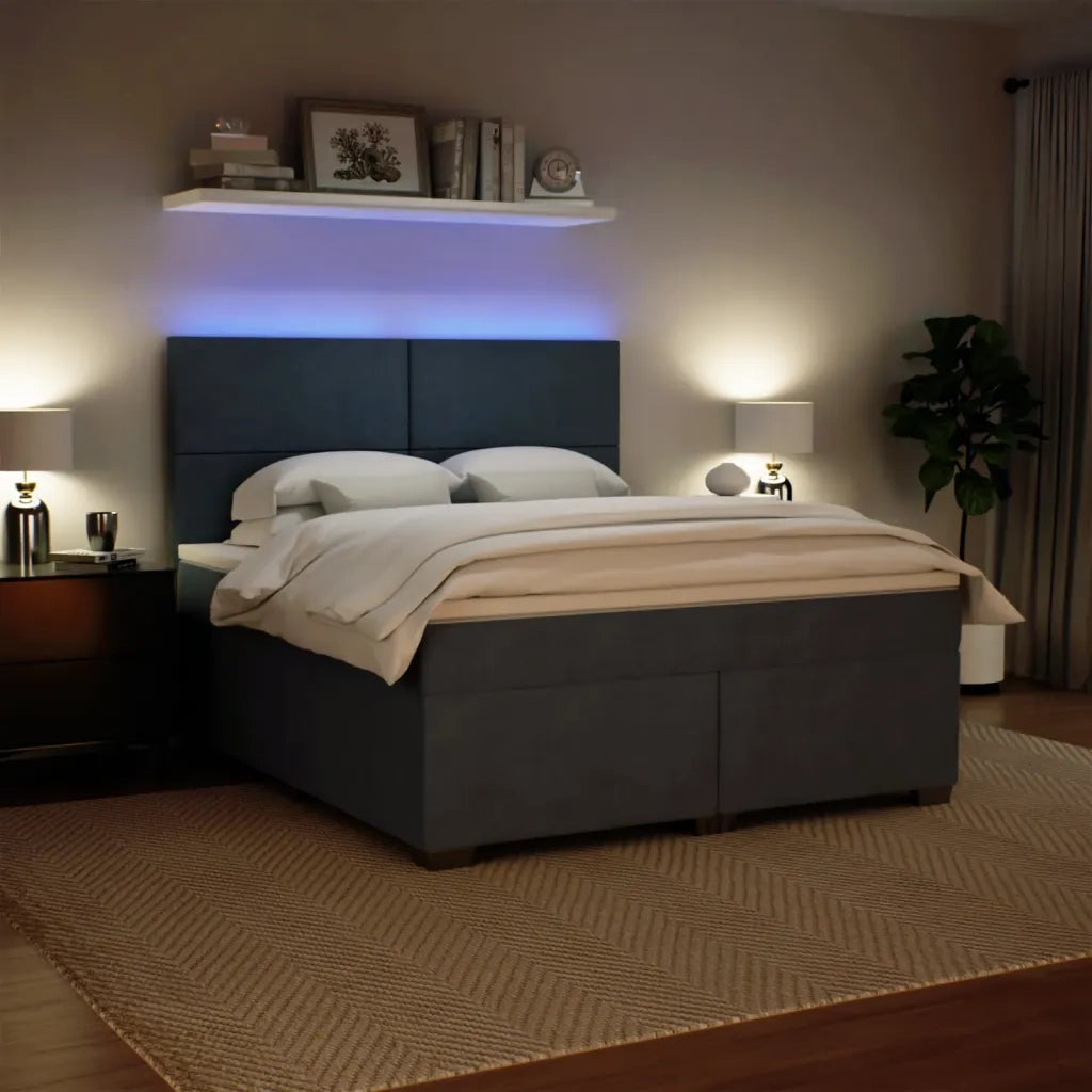 Giroletto a Molle con Materasso Grigio Scuro 180x200 cm Velluto 3293273