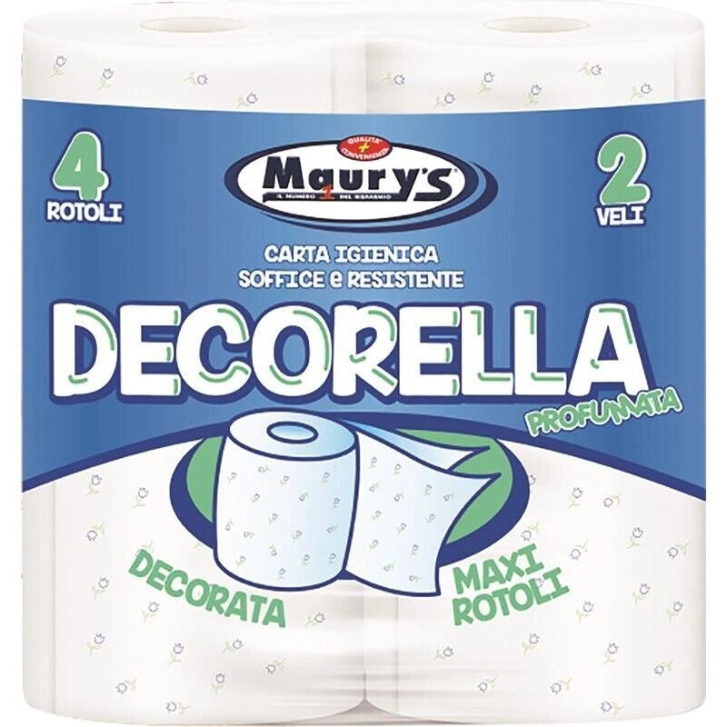MAURY'S CARTA IGIENICA 4 MAXI ROTOLI 2 VELI DECORELLA PROFUMATA DECORATA