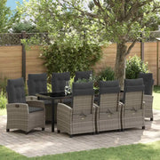 Set da Pranzo per Giardino con cuscino 9 pcs Grigio polyrattan 3380392