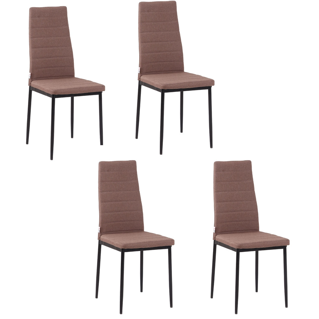 Set 4 Sedie da Pranzo Imbottite ¨C Zephmum ¨C Metallo e Tessuto Cachi