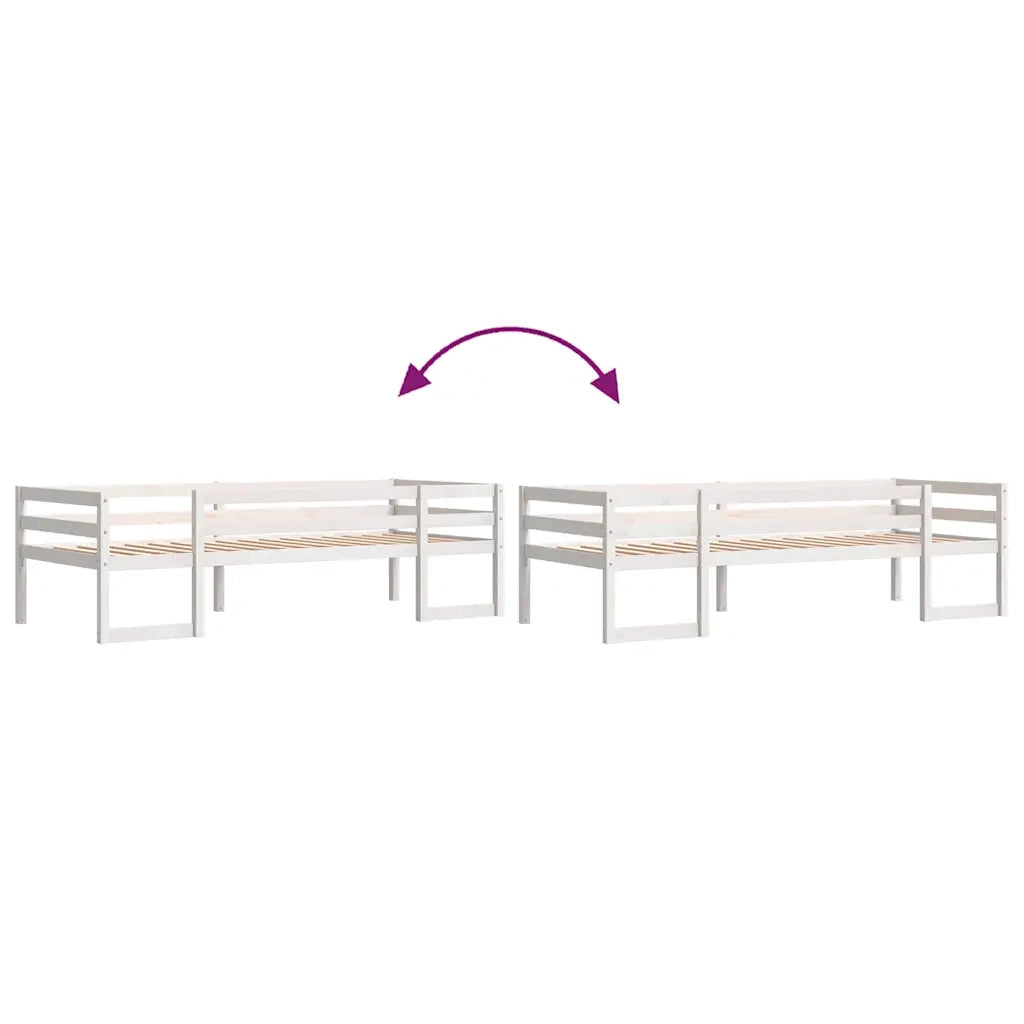 Giroletto per Bambini Bianco 90x200cm in Legno Massello di Pino