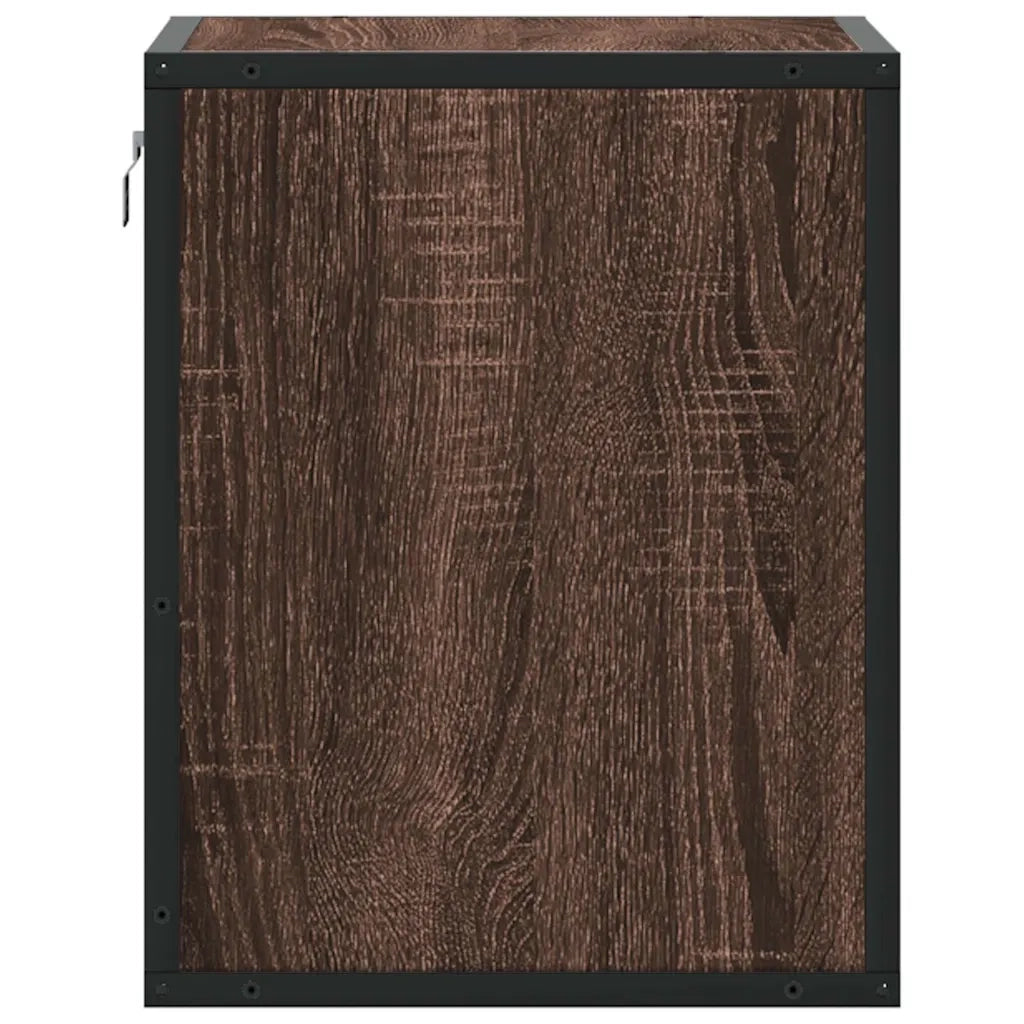 Set di 2 Comodini | Armadio da Notte | Mobiletto da notte a Muro Rovere Marrone 40x31x39,5 cm