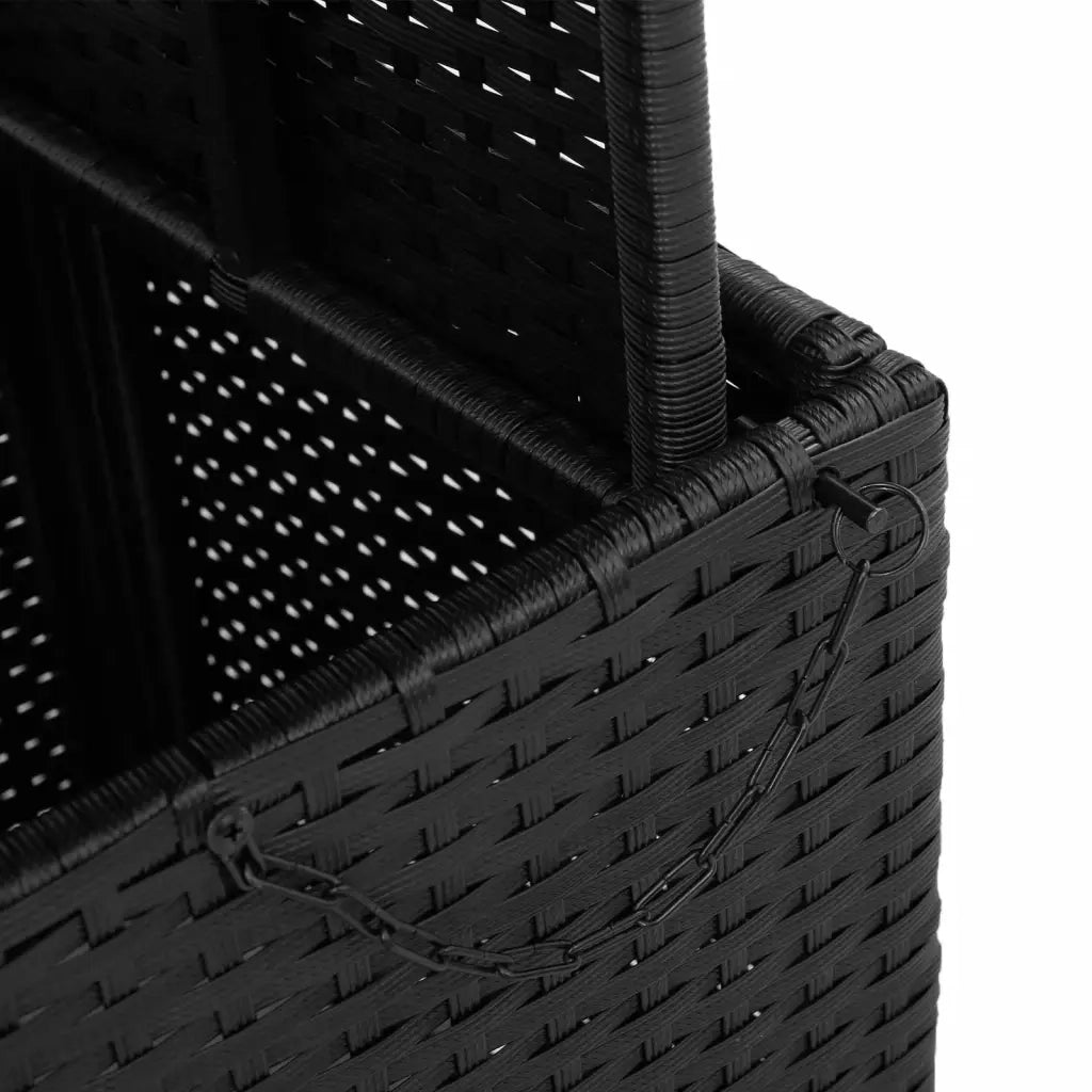 Tavolo da Giardino Nero 90x55x71cm in Polyrattan e Legno Acacia 368275