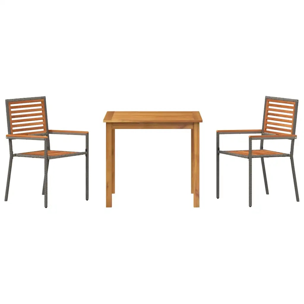 Set da Pranzo per Giardino 3 pz | Set Salotto da Giardino Grigio