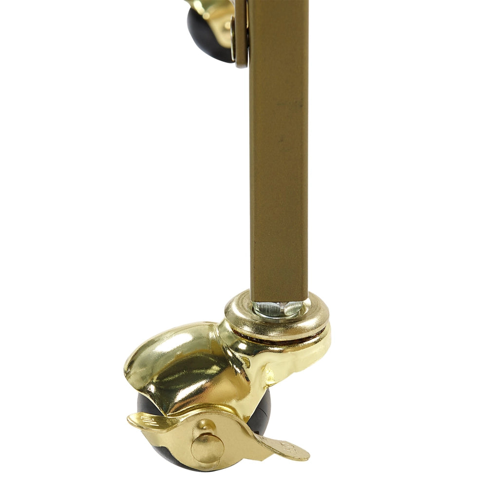 Carrello Cucina Gambe in Metallo dorato Piano in Vetro Temperato con Ripiano e Ruote Glam
